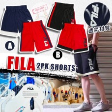 10底: FILA 2件裝中童運動短褲 (黑色+紅色)