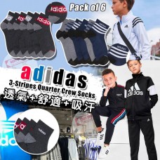 7中: Adidas Quarter Crew 6對裝中童中筒運動襪 (灰色)