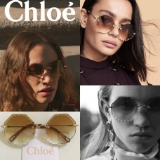 7底: Chloe 六角無框花紋太陽眼鏡 (啡色)