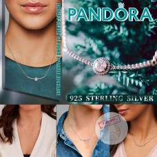 現貨: Pandora Silver CZ Round 閃石925純銀頸鏈