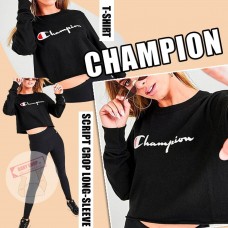 3底: Champion Script 女裝短款衛衣 (黑色)