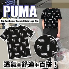 8中: Puma All Over Logo 中童短袖印花上衣 (黑色)