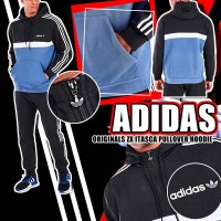 8底: Adidas #10022 男裝拼色外套 (黑配藍色)