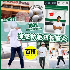 10底: Hanes #10251 6件男裝短袖內衣 (黑色)